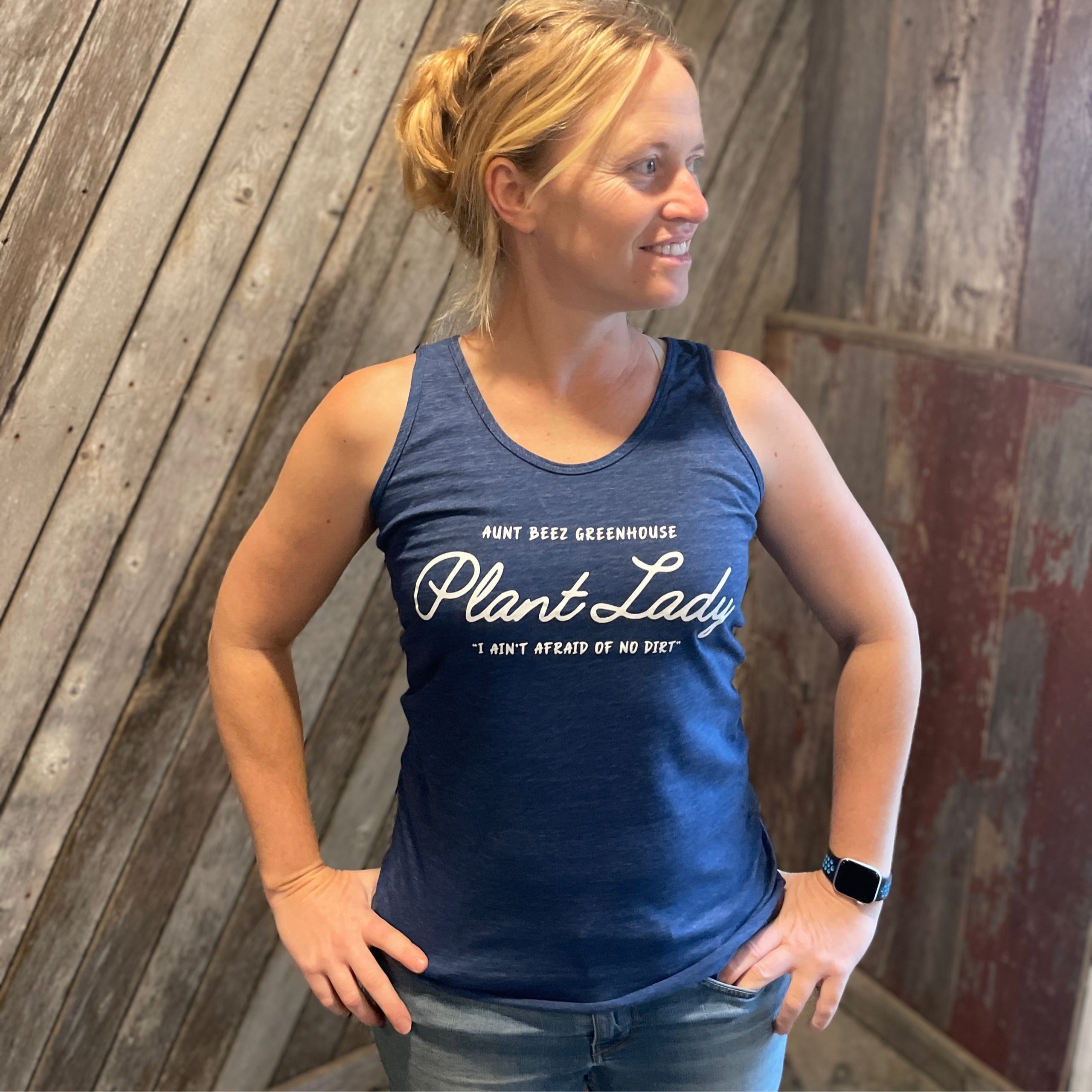 Tank Top 'Plant Lady' Indigo Aunt Beez Greenhouse